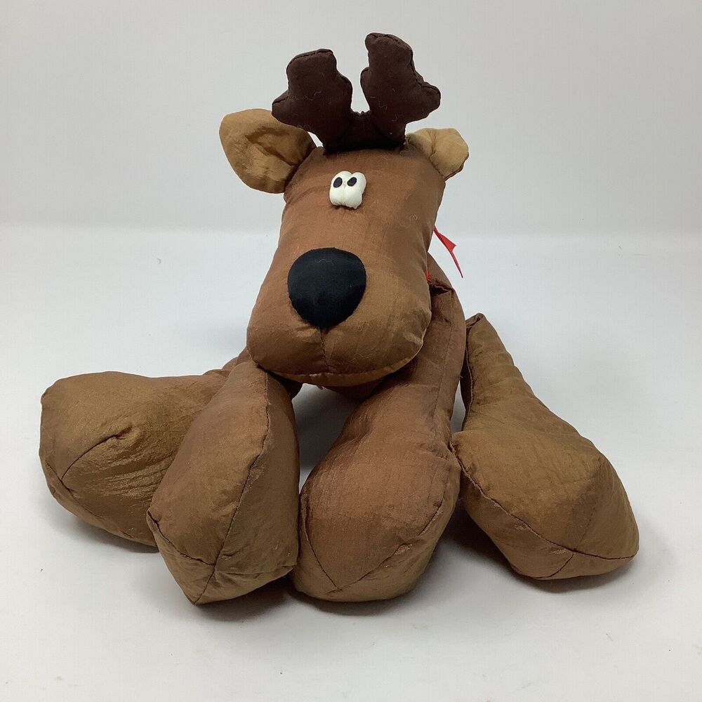 VTG Hallmark Rodney Reindeer Parachute Fabric Stuffed‎ Animal Christmas Holiday